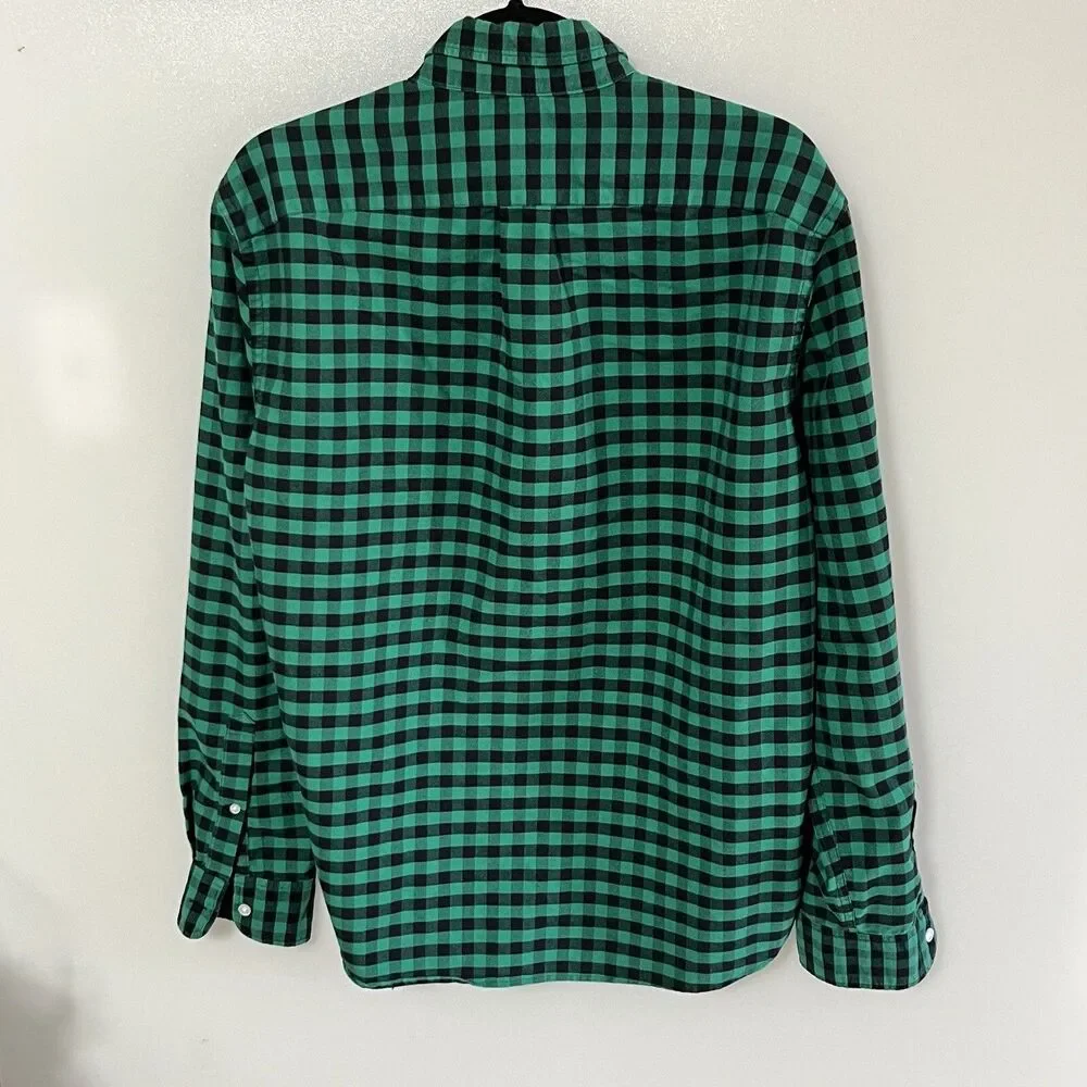 J.Crew Shirt Mens Green Plaid Button Down Slim Fit Oxford Collared Cotton L